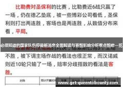必须知道的国家队伤停最新消息全面解读与赛前影响分析看点前瞻一览